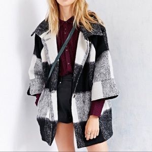 Black and white checkered Fuzzy Coat
